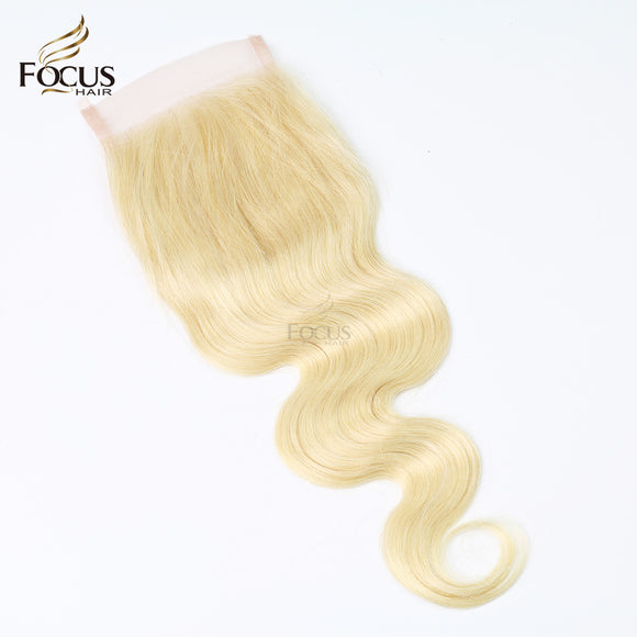 #613 4x4 Lace Closure Blonde Hair Transparent Lace 12-20 inches