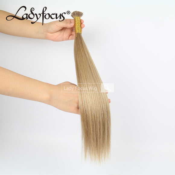 #12 Light Golden Brown Pre-bonded I/U/V/Flat Tip Hair |Nano Ring |6D Hair Extensions Straight Straight