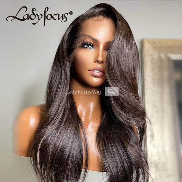 13x6 HD Clear Lace Front Wig Straight Brazilian Virgin Human Hair Frontal Wigs