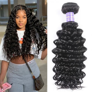 Deep Wave Raw Unprocessed Brazilian Virgin Hair Extensions 3/4 Pcs Lot