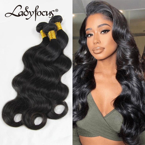 Lady Focus Body Wave Brazilian Virgin Hair Extension Unprocessed 3/4 Pcs Lot