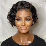 Pixie Cut 13x4 Transparent Lace Front Wig Curly Short Human Hair Wigs