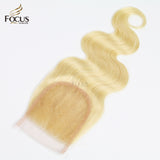 #613 4x4 Lace Closure Blonde Hair Transparent Lace 12-20 inches