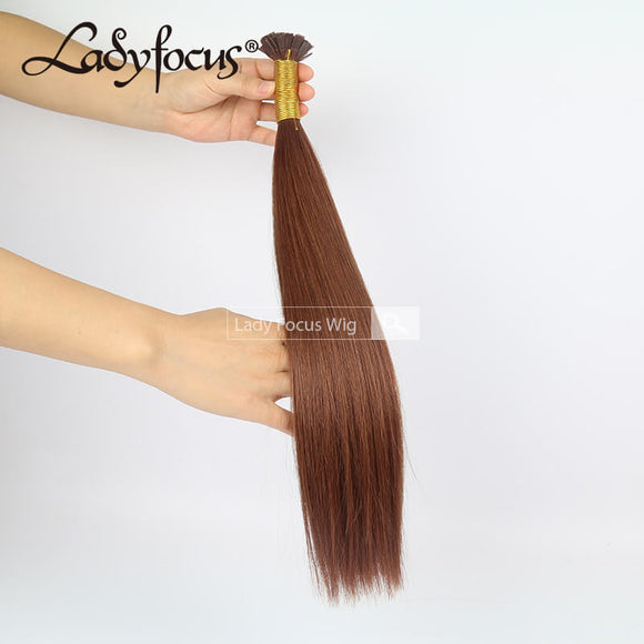 #33 Dark Copper Red Pre-bonded I/U/V/Flat Tip Hair |Nano Ring |6D Hair Extensions