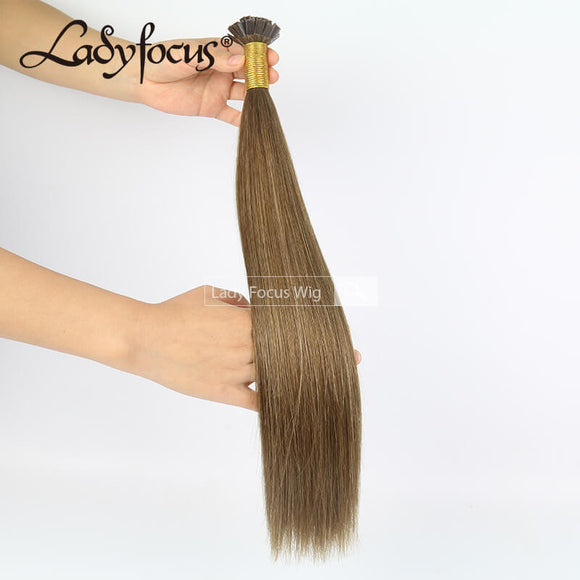 #6 Chestnut Brown Pre-bonded Stick I/U/V/Flat Tip Hair |Nano Ring |6D Hair Extensions