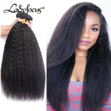 Kinky Straight Human Hair Weave Brazilian Virgin Hair Coarse Yaki Bundles