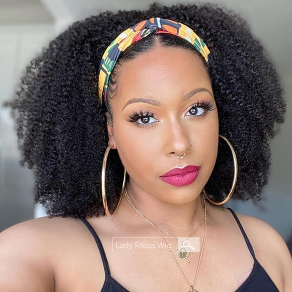 Afro Kinky Curly Headband Wig Virgin Human Hair