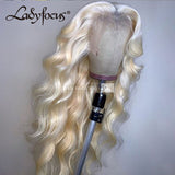 13x6 Natural Body Wave 613 Frontal Human Hair Wigs 1B/613 Blonde With Dark Roots Lace Wig