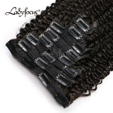 Clip in Hair Extensions 4B 4C Afro Curly Straight Human Hair 120G