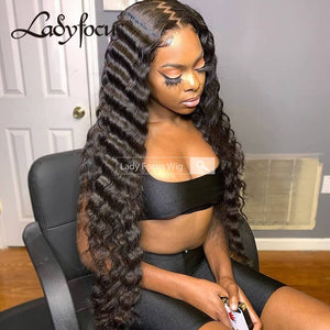 13x6 HD Clear Lace Front Wig Deep Wave Brazilian Virgin Human Hair Frontal Wigs