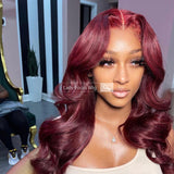 99J Burgundy 13x4 Brazilian Human Hair Lace Front Wigs Straight Wavy