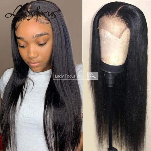 5x5 Lace Front Wig Straight Brazilian Virgin Human Hair Frontal Wigs  l Lady Focus