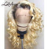 13x4 Natural Body Wave 613 Lace Front Human Hair Wigs 1B/613 Blonde With Dark Roots Frontal Wigs