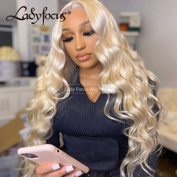 13x4 Natural Body Wave 613 Lace Front Human Hair Wigs 1B/613 Blonde With Dark Roots Frontal Wigs