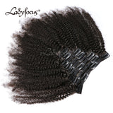 Clip in Hair Extensions 4B 4C Afro Curly Straight Human Hair 120G