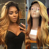 T1B/27 13x4 Lace Front Human Hair Wigs Ombre Honey Blonde Frontal Wig