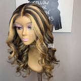 Highlights Honey Blonde 13x6 Straight Lace Frontal Human Hair Wig 1B/27 Curly Wig